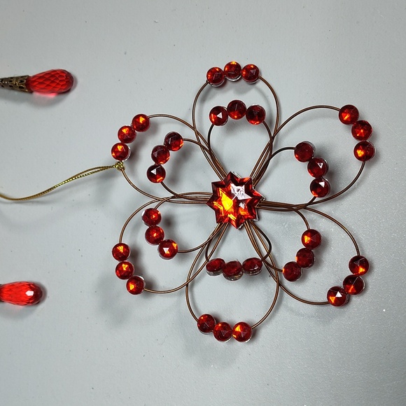 Set of 3 red jewel Christmas tree ornaments - Picture 2 of 8